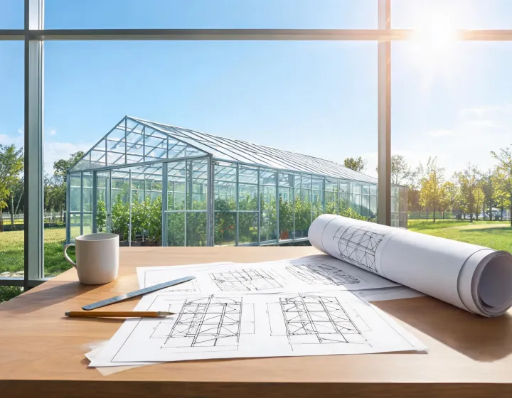Greenhouse drawings reviewed beside crop bays